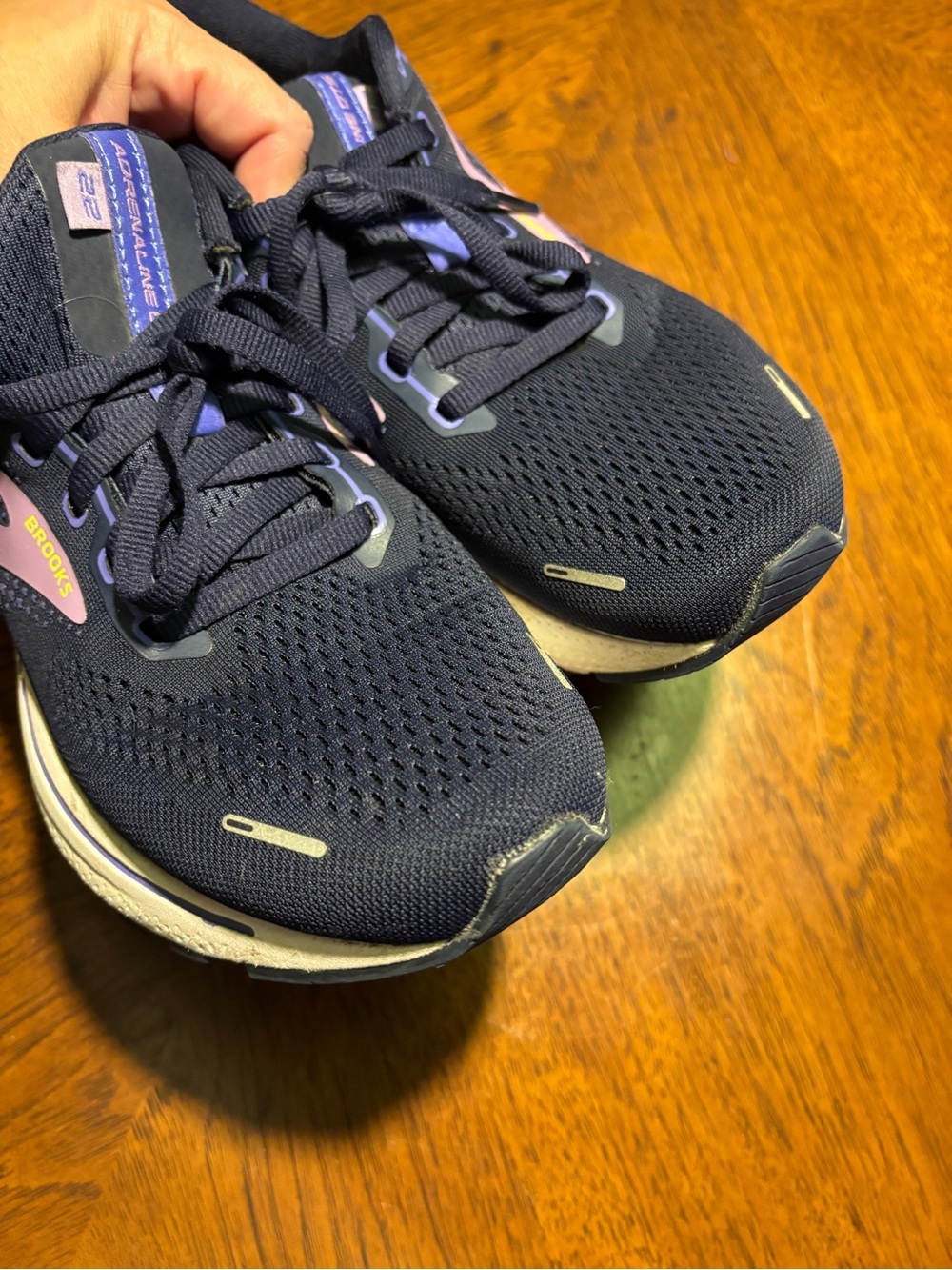 Brooks Adrenaline Navy Running Shoes with Lavender Accents